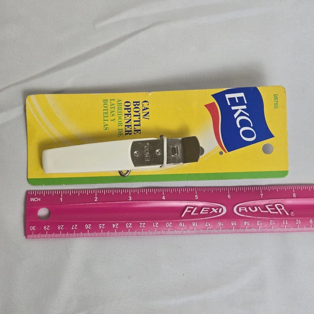 Ekco‎ Can Bottle Opener 08750 Vintage 2002 White Handle 3 Functions 5